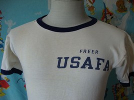 Vintage 70&#39;s Freer USAFA Military Air Force Champion Blue Bar Tag T Shirt M - $40.88