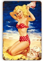 Classic Sexy Bikini Model 8&quot; x 12&quot; Vintage Novelty Metal Sign For Man Cave - $8.89