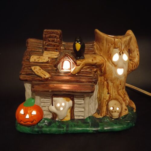 Vintage Halloween Russ Berrie And Co. Haunted House Candle Holder Item #1051 OBO - $15.84