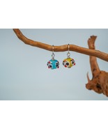 Sterling Silver Lampwork Glass Bird Bead Dangle Earrings Yellow And Blue... - $35.64