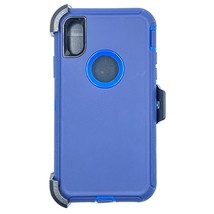 Heavy Duty Case Cover w/Clip Holster for iPhone Xs Max 6.5&quot; DARK BLUE/BLUE - £6.84 GBP