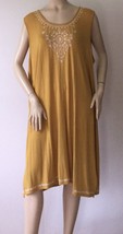 NEW PHIOLOSOPHY Mustard Yellow Embroidered Sleeveless Shirt Dress (Size 3X) - £31.41 GBP