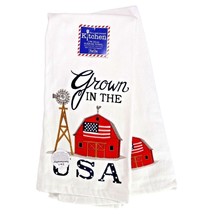 Grown in the USA Patriotic Kitchen Towels American Flag Red Barn Cotton 2-Piece - £15.77 GBP