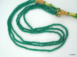 vintage green onyx gemstone faceted beads necklace strand 3 line india - £77.08 GBP