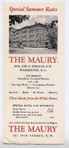 The Maury Hotel  Brochure 19th &amp; G Streets Washington DC 1930&#39;s - £14.22 GBP