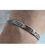 Womens Vintage Estate Sterling Silver Modernist Greek Key Bracelet, 12.9... - £55.79 GBP