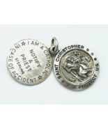 Vtg Sterling Silver THEDA Saint Christopher Notify A Priest Medal Charm ... - £49.82 GBP