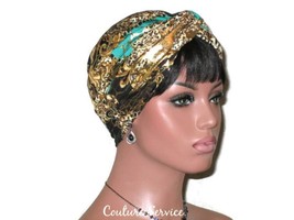 Handmade Kelly Green &amp; Gold Shimmer Twist Turban  - £59.95 GBP