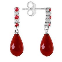 6.9 Carat 14K Solid White Gold Diamond Ruby Earrings Dangling Briolette - £309.74 GBP