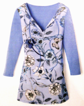 Earthly Paradise Tunic Womens Knit Top size Medium Blue Floral Shirt NEW in PKG - £18.16 GBP