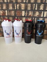 Bucked Up The Perfect Shaker Lot Of 4 White X 2, Black/red, Black/blue - $10.49