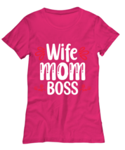 Wife Mom Boss, heliconia Women&#39;s Tee. Model 60045  - £21.15 GBP