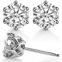 6-Prong Interwoven Forever One DEF Crown Stud Earrings 14K Gold C&amp;C Certified  - £286.87 GBP
