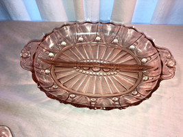 Pink Oyster And Pearl Relish Dish Depression Glass - $14.99