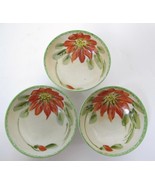 Lot/3 Handpainted Poinsettia Nut Dishes Bowls Nippon Japan 3&quot; Jonroth St... - $17.99