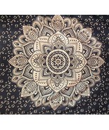 Traditional Jaipur Large Golden Ombre Tapestry, Black Lotus Mandala Wall... - £27.29 GBP