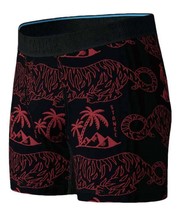 STANCE TIGTAG Dark Red Palm Trees Tigers Butter Blend Black Boxer Briefs Men&#39;s - £18.37 GBP