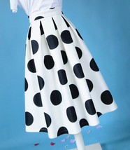 White A-Line Polka Dot Midi Skirt Outfit Women Custom Plus Size Party Skirt image 5