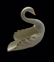 Vintage Lenox Swan 120th Anniversary Porcelain Trinket Dish Gold Trim 1997 - £13.19 GBP