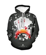 Cerbukt Men&#39;s 3D Novelty Hoodie Poker Cards Spread Chips Size 2XL - $17.09 CAD