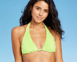 Wild Fable Women&#39;s Daisy Textured Ring Front Triangle Bikini Top Green S... - $13.51