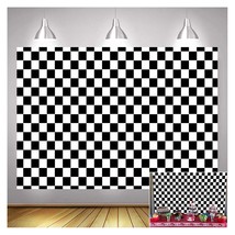 Black And Whiteracing Checker Texture Grid Birthday Chess Board Theme Photograph - £15.97 GBP