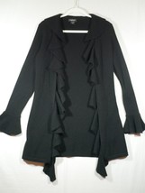 Lord &amp; Taylor 100% Cashmere Black Waterfall Front Open Cardigan Size XS - £31.49 GBP