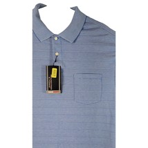 MENS Light Blue Pocket POLO SHIRT Large ROUNDTREE YORKE TRAVELSMART Striped - $32.67