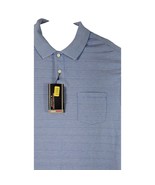 MENS Light Blue Pocket POLO SHIRT Large ROUNDTREE YORKE TRAVELSMART Striped - $32.67