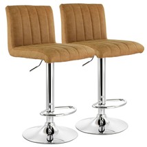 Elama 2 Piece Vintage Faux Leather Adjustable Bar Stool in Camel - £104.50 GBP