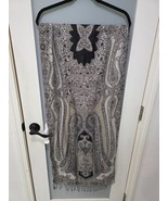 Collection Eighteen Scarf Black Beige Paisley Pattern Lightweight Fringe... - $8.60
