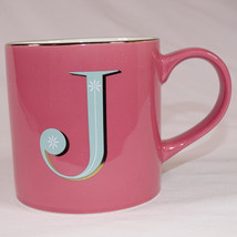Opalhouse Stoneware Coffee Mug Pink And Teal Monogrammed &quot;J&quot; Colorful Tea Cup - £8.96 GBP