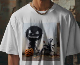 Creepy Halloween T-Shirt | Spooky Pumpkin &amp; Shadow Monster Graphic Tee L-3X - $18.80+