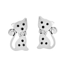 Posh Little Cat Feline Sterling Silver Stud Earrings - £8.25 GBP