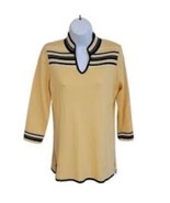 Misook Maize Yellow Black White Stripe Knit Top Women’s Size XL 3/4 Long... - $67.68 CAD