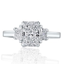 3 Stone IGI 1.53CT F-VVS2 Lab Grown Radiant Diamond Ring 14k Gold (2.03 ... - £2,715.01 GBP