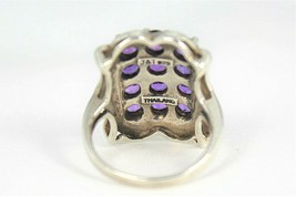 Amethyst and Marcasite Ring 6.6 g Real Solid Sterling Silver 925 Size 7.25 - £29.06 GBP