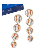 New BaubleBar Gold Tone Faux Pearl Baseball &quot;Home Run Honey” Dangle Earr... - $45.42