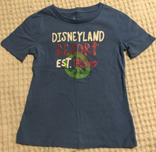 Vtg Disneyland Resort Yth Girl&#39;s S Knit Top Glittered Peace Shirt Disney Parks  - £9.99 GBP