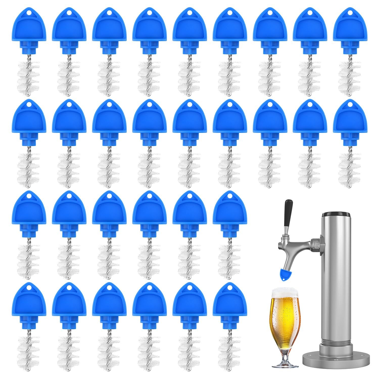 30 Pack Beer Plugs Tap Brush Beer Faucet Tap Brush Caps Cover Cleaning Brush For