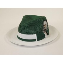 Men's Bruno Capelo Belvedere 2-Tone Straw Style Fedora Hat BD953 Emerald White image 3