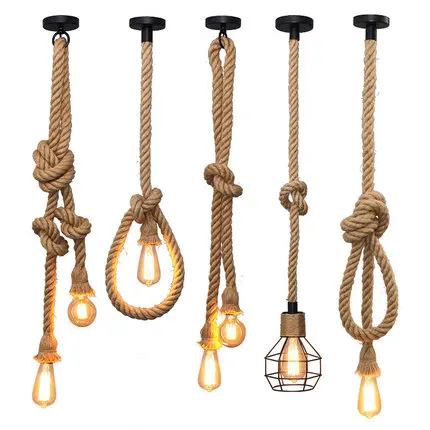 Vintage Rope Pendant Lights DIY Loft lamp Industrial  Edison Bulb  Style For  Ro - £142.36 GBP