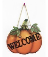 Pumpkin Welcome Wood Sign Wall Décor Thanksgiving Fall Halloween Decoration - £9.63 GBP