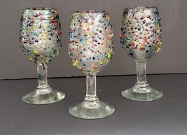 THICK Hand Blown Colorful Confetti Ball Wine Glass - Beautiful! - $51.38