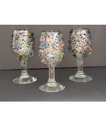 THICK Hand Blown Colorful Confetti Ball Wine Glass - Beautiful! - $70.77 CAD