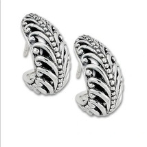 SAMUEL B. Sterling Silver Beaded Filigree Huggie Earrings, Silver/Black, NWT - £74.73 GBP