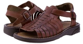 Mens Cognac Huaraches Genuine Leather Open Toe Sandals Buckle Sandals 451 - $39.95