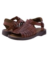 Mens Cognac Huaraches Genuine Leather Open Toe Sandals Buckle Sandals 451 - £31.93 GBP