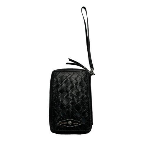 Elliott Lucca Woven Black Leather Wristlet  Zip Around Wallet Cell Phone... - $9.89