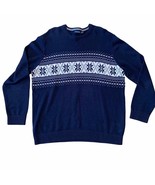 Nautica Pullover Crewneck Chunky Grandpa Dad Sweater Navy Blue and white... - £25.47 GBP